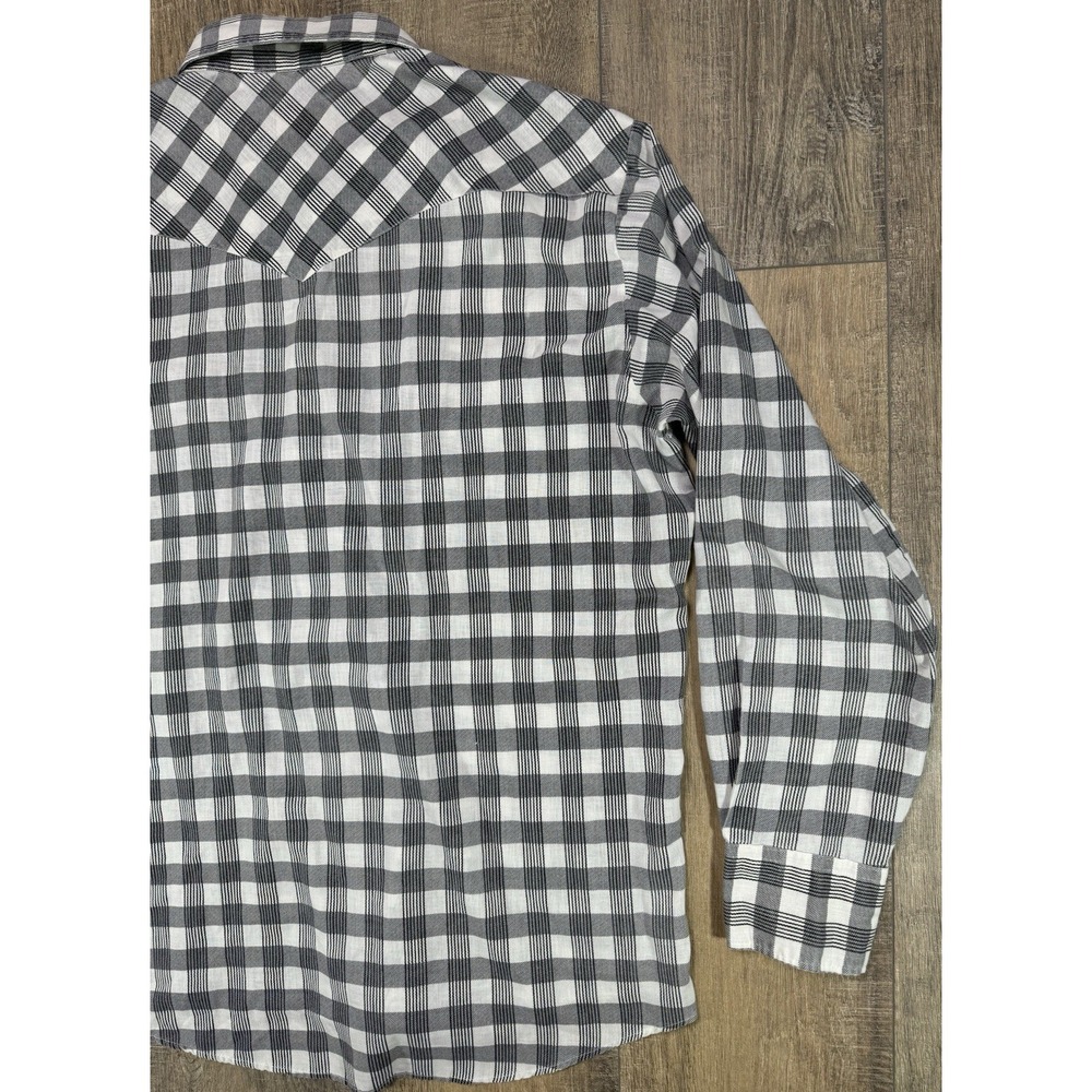 Vintage 1970s Circle T Red Piping Pearl Snap Plaid Western Shirt Mens L - Picture 7 of 12